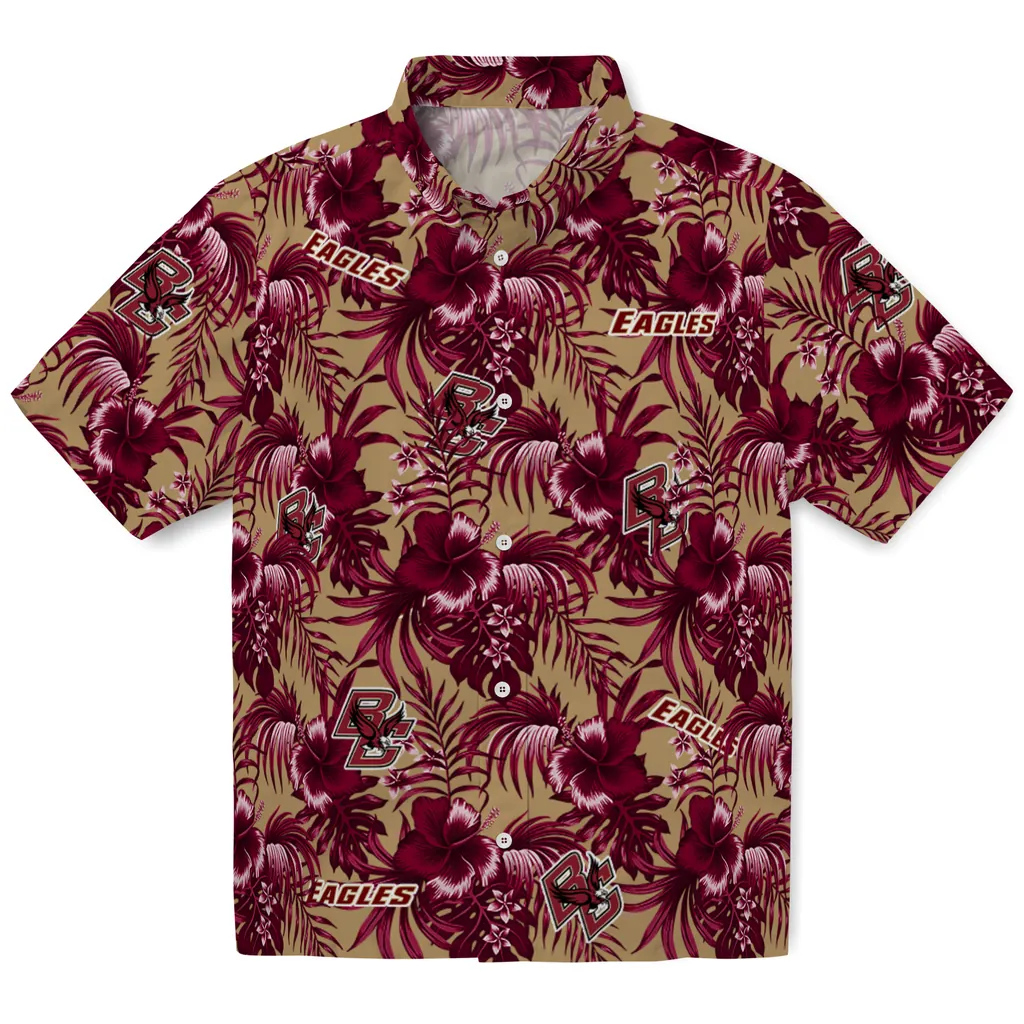 Boston College Eagles Hawaiian Shirt - Hibiscus Exotic boston college eagles hibiscus exotic maroon hawaiian shirts best selling