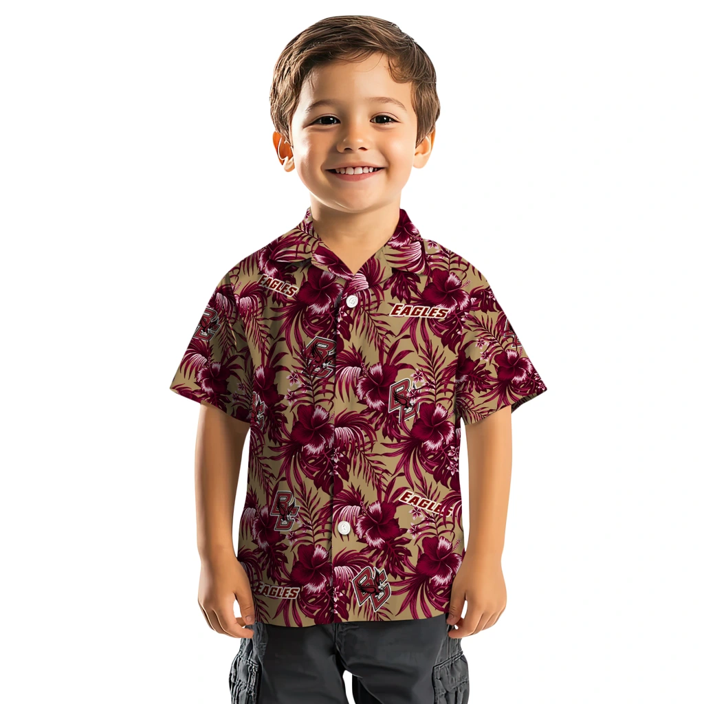 Boston College Eagles Hawaiian Shirt - Hibiscus Exotic boston college eagles hibiscus exotic maroon hawaiian shirts top rated