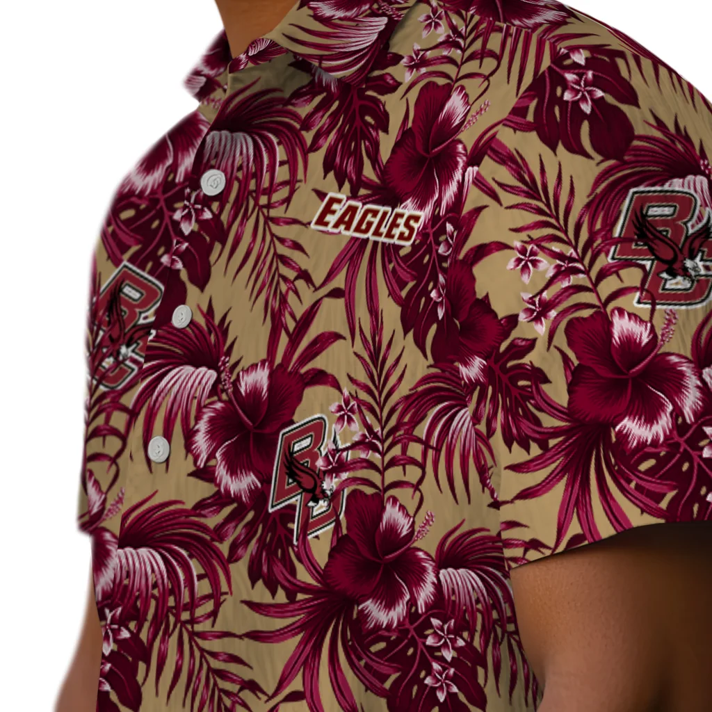 Boston College Eagles Hawaiian Shirt - Hibiscus Exotic boston college eagles hibiscus exotic maroon hawaiian shirts trendy