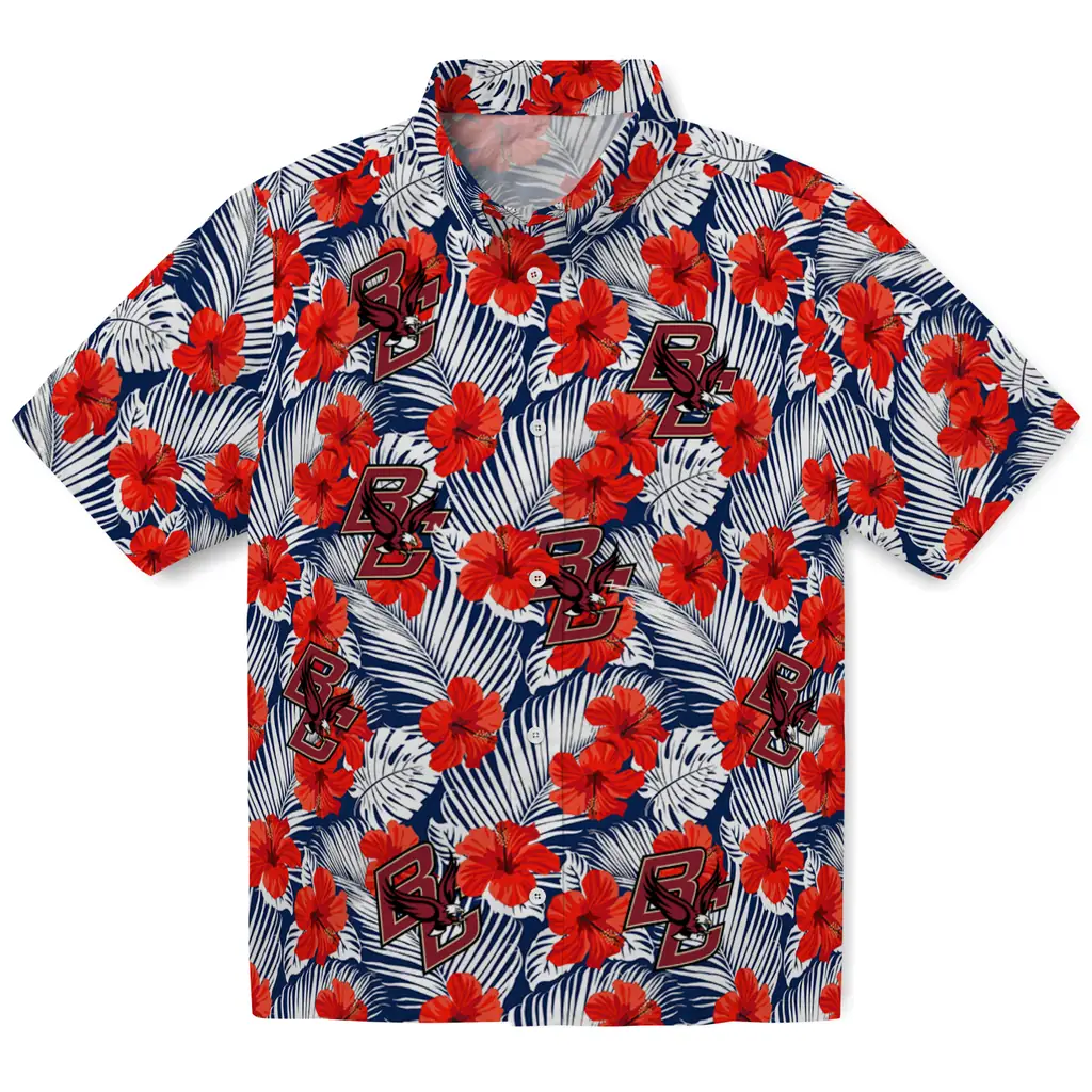 Boston College Eagles Hawaiian Shirt - Hibiscus Fiesta boston college eagles hibiscus fiesta red royal blue hawaiian shirts best selling