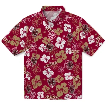 boston college eagles hibiscus bloom maroon hawaiian shirts best selling