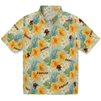 boston college eagles hibiscus mood pale lime yellow hawaiian shirts best selling