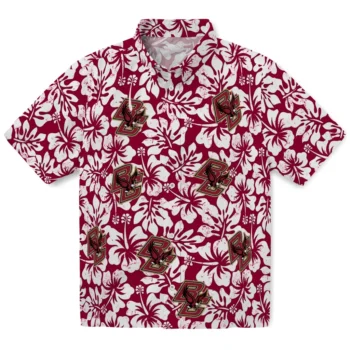 boston college eagles hibiscus motif maroon white hawaiian shirts best selling