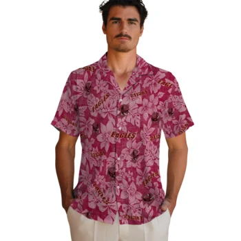 boston college eagles hibiscus oasis maroon hawaiian shirts fashion forward