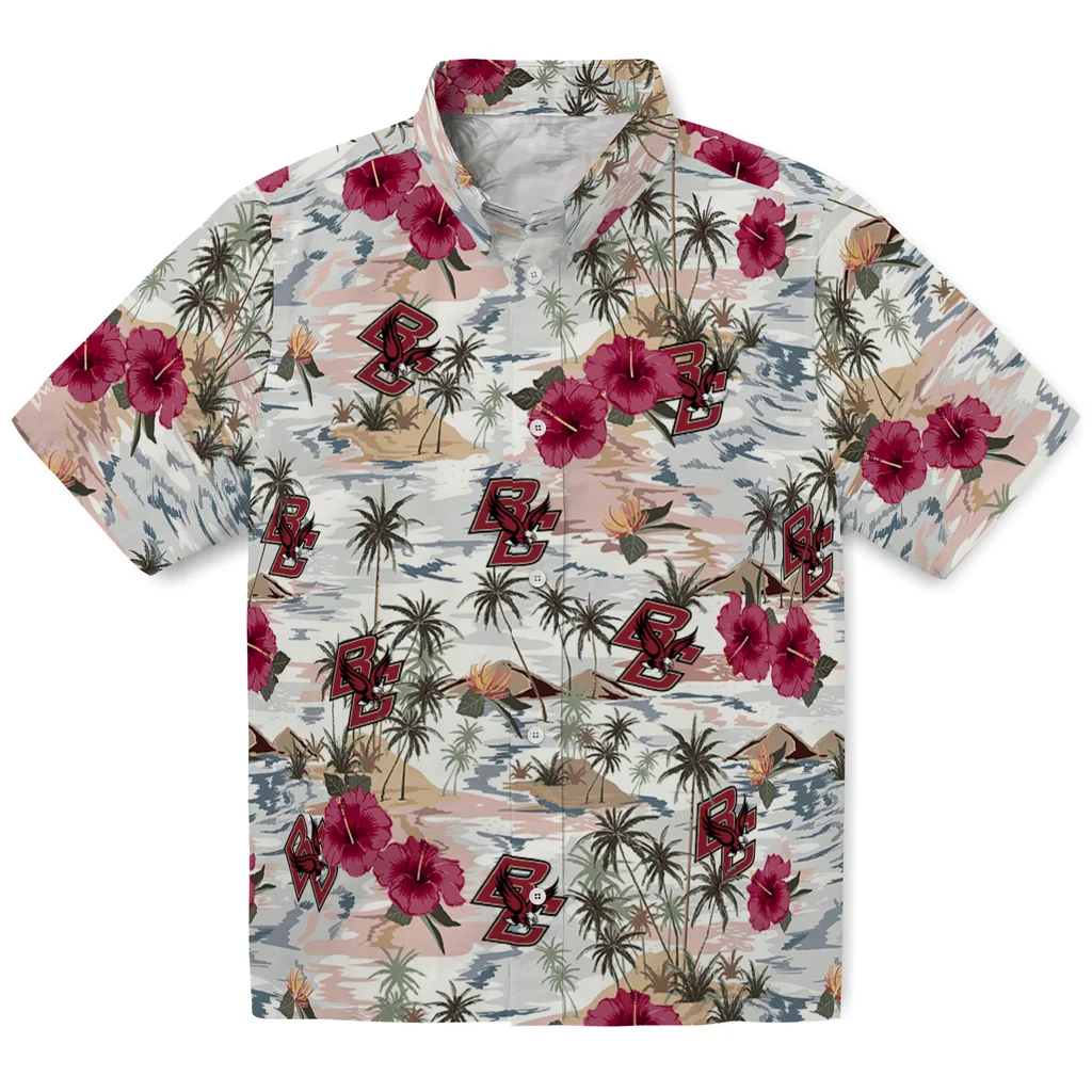 Boston College Eagles Hawaiian Shirt - Hibiscus Seaside boston college eagles hibiscus seaside white hawaiian shirts best selling