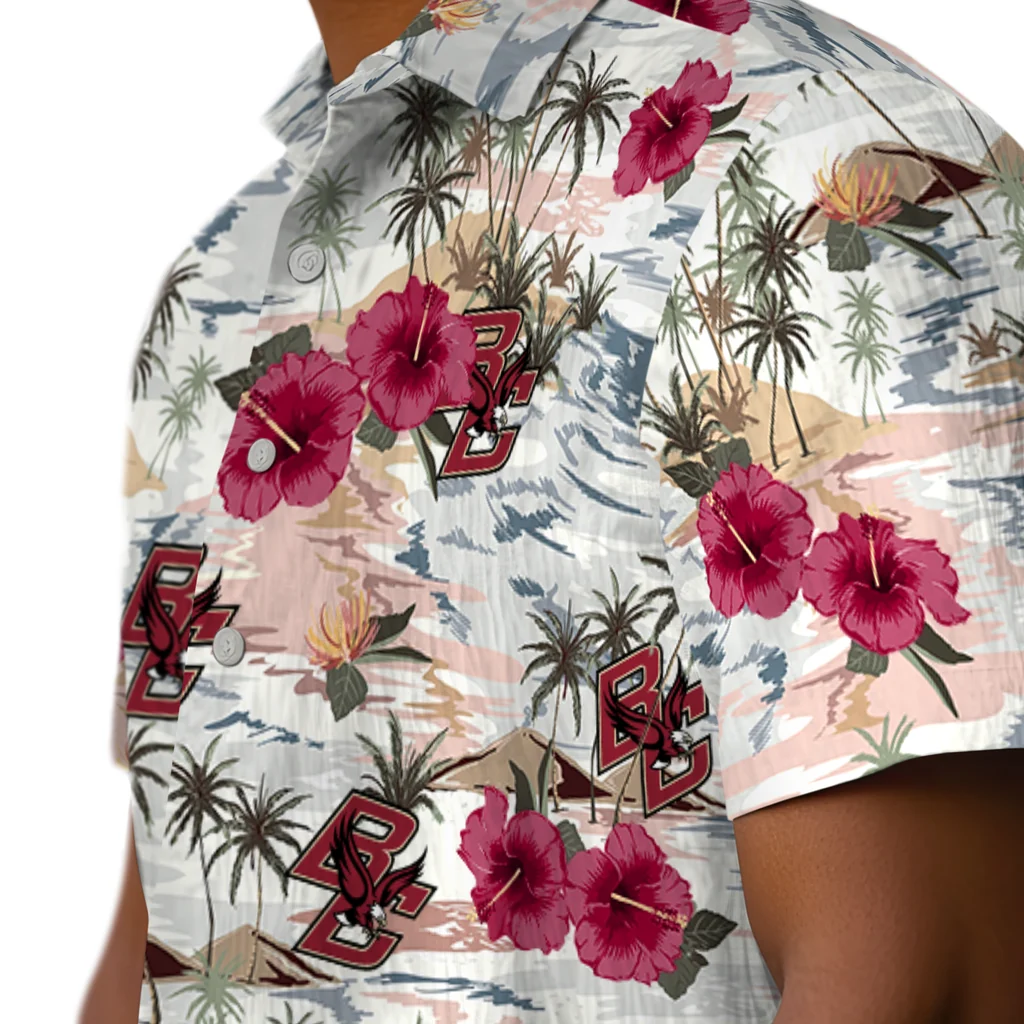 Boston College Eagles Hawaiian Shirt - Hibiscus Seaside boston college eagles hibiscus seaside white hawaiian shirts trendy