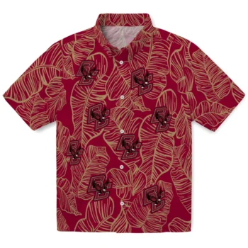 boston college eagles leaf outline maroon hawaiian shirts best selling