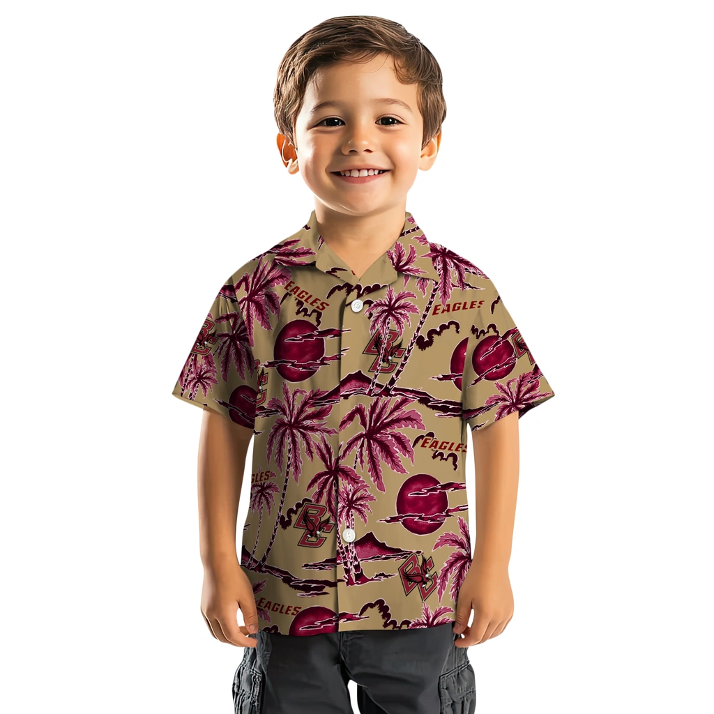Boston College Eagles Hawaiian Shirt - Palm Sunset boston college eagles palm sunset hawaiian shirts top rated