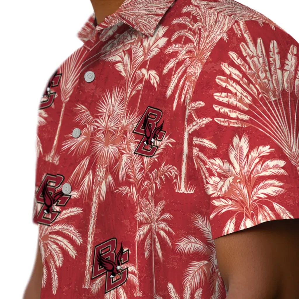 Boston College Eagles Hawaiian Shirt - Vintage Palm Tree boston college eagles palm shadows maroon hawaiian shirts trendy