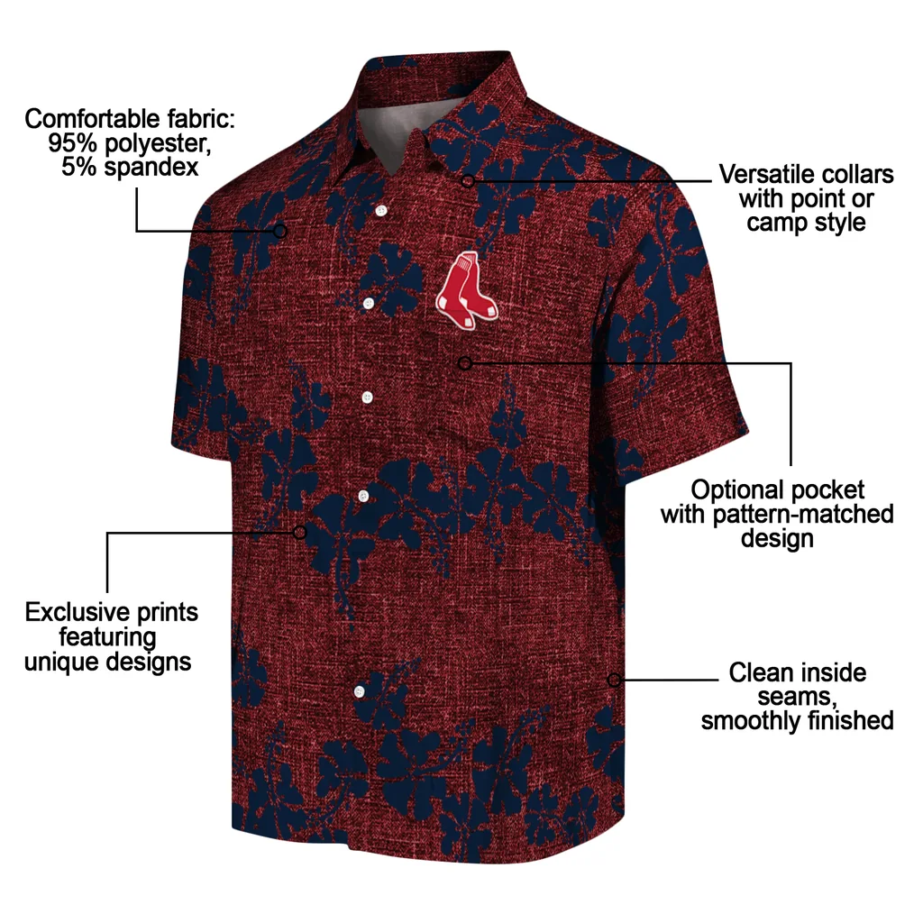 Boston Red Sox Hawaiian Shirt - 50th State Flower boston red sox hibiscus petals red hawaiian shirts new arrival