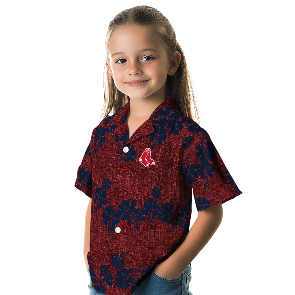 Boston Red Sox Hawaiian Shirt - 50th State Flower boston red sox hibiscus petals red hawaiian shirts premium grade