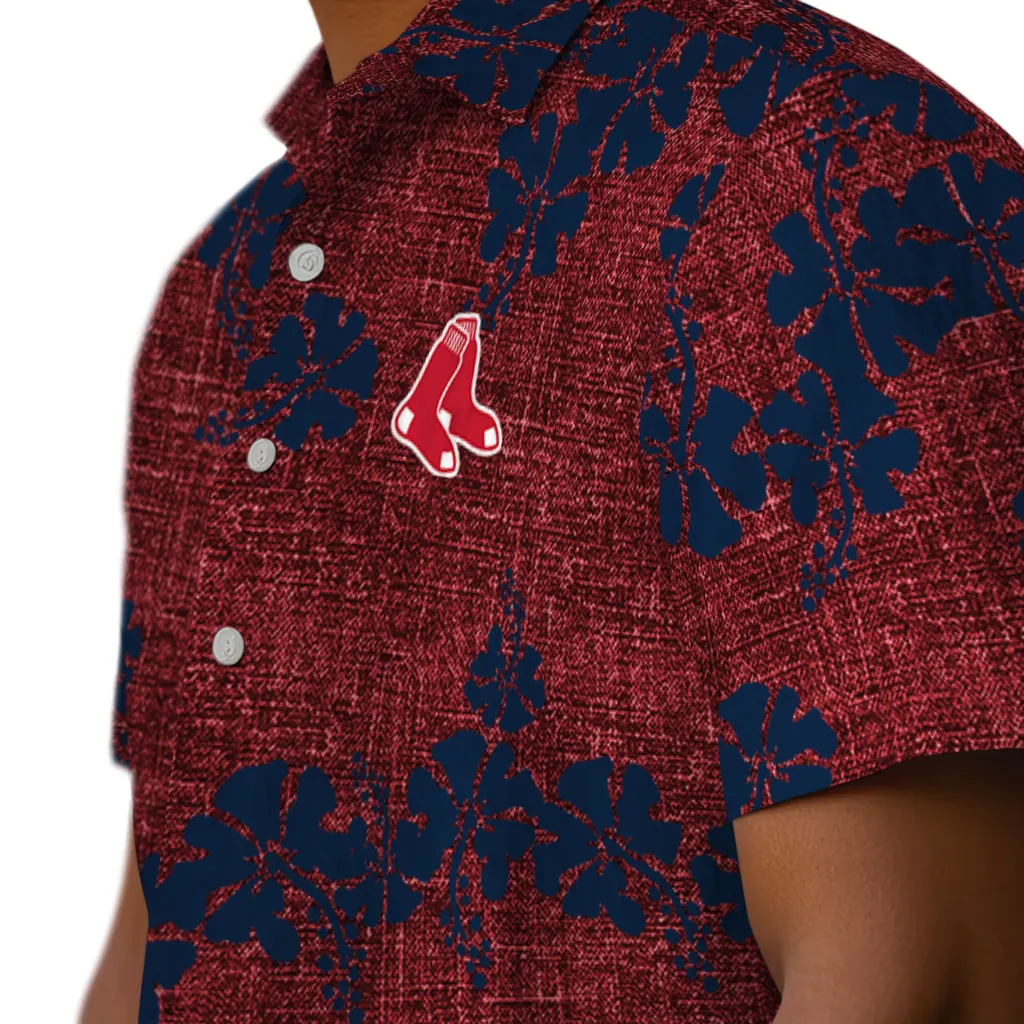 Boston Red Sox Hawaiian Shirt - 50th State Flower boston red sox hibiscus petals red hawaiian shirts trendy