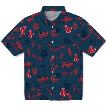 boston red sox beach vibe navy hawaiian shirts best selling