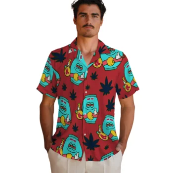 boston red sox bong smile red hawaiian shirts fashion forward