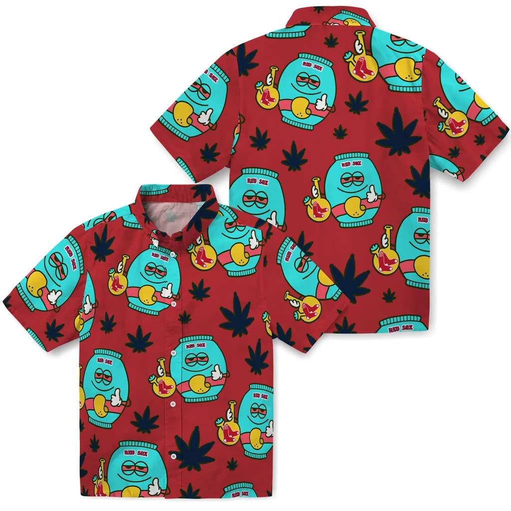 Boston Red Sox Hawaiian Shirt - Chill Vibe boston red sox bong smile red hawaiian shirts high quality