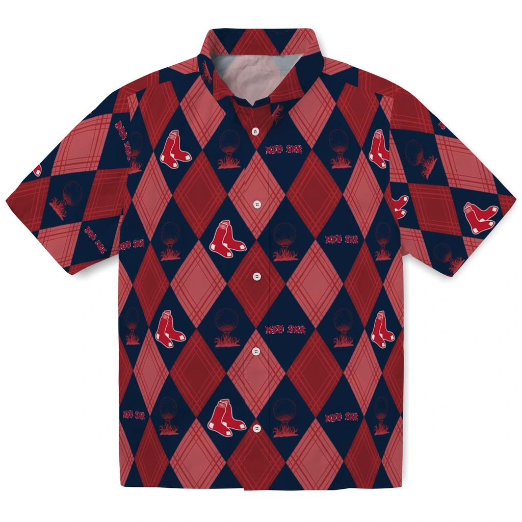 Boston Red Sox Hawaiian Shirt - Golfing Plaid boston red sox balloon plaid red hawaiian shirts best selling