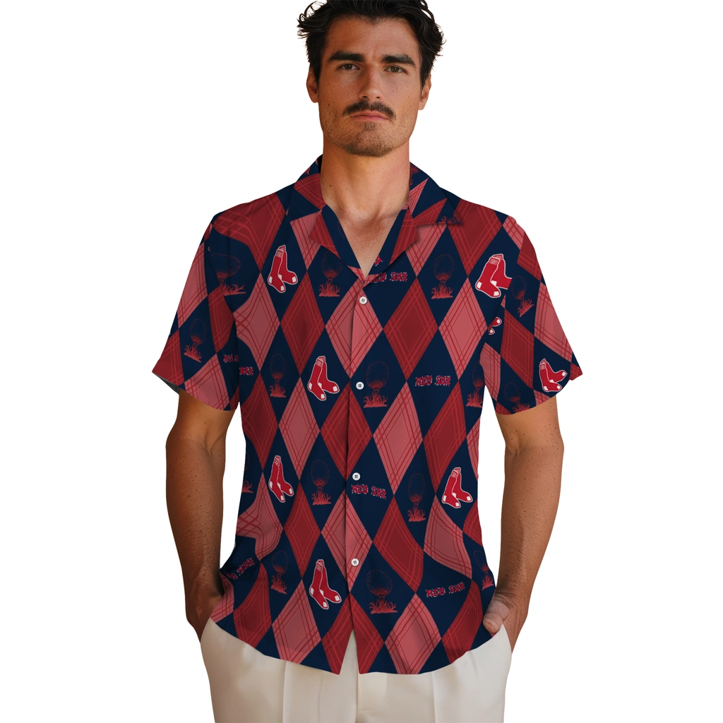 Boston Red Sox Hawaiian Shirt - Golfing Plaid boston red sox balloon plaid red hawaiian shirts fashion forward
