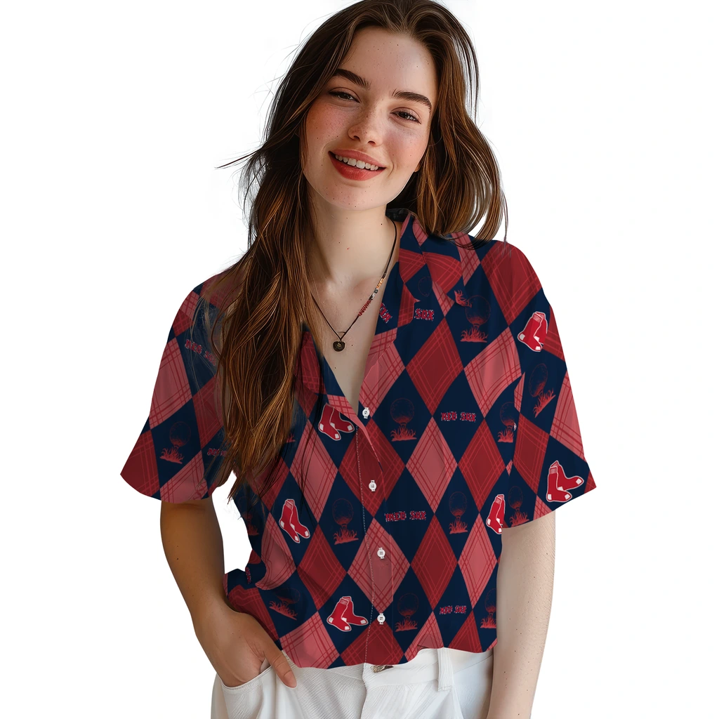 Boston Red Sox Hawaiian Shirt - Golfing Plaid boston red sox balloon plaid red hawaiian shirts latest model