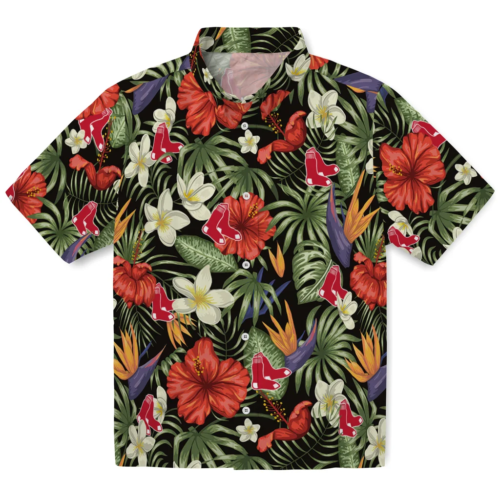 Boston Red Sox Hawaiian Shirt - Hawaii Floral Hibiscus boston red sox hibiscus bird hawaiian shirts best selling