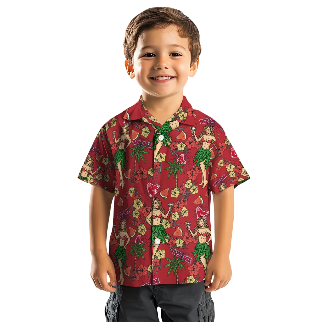 Boston Red Sox Hawaiian Shirt - Hawaiian Girls Design boston red sox hawaiian girls design red hawaiian shirts top rated