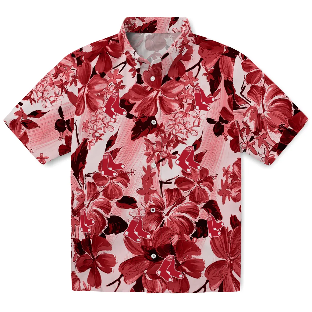 Boston Red Sox Hawaiian Shirt - Hibiscus Arrangement boston red sox hibiscus arrangement red hawaiian shirts best selling