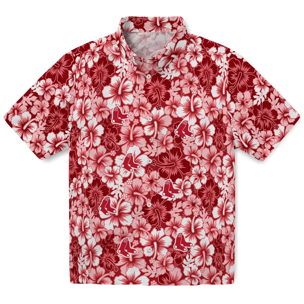 Boston Red Sox Hawaiian Shirt - Hibiscus Blooms boston red sox hibiscus blooms red hawaiian shirts best selling