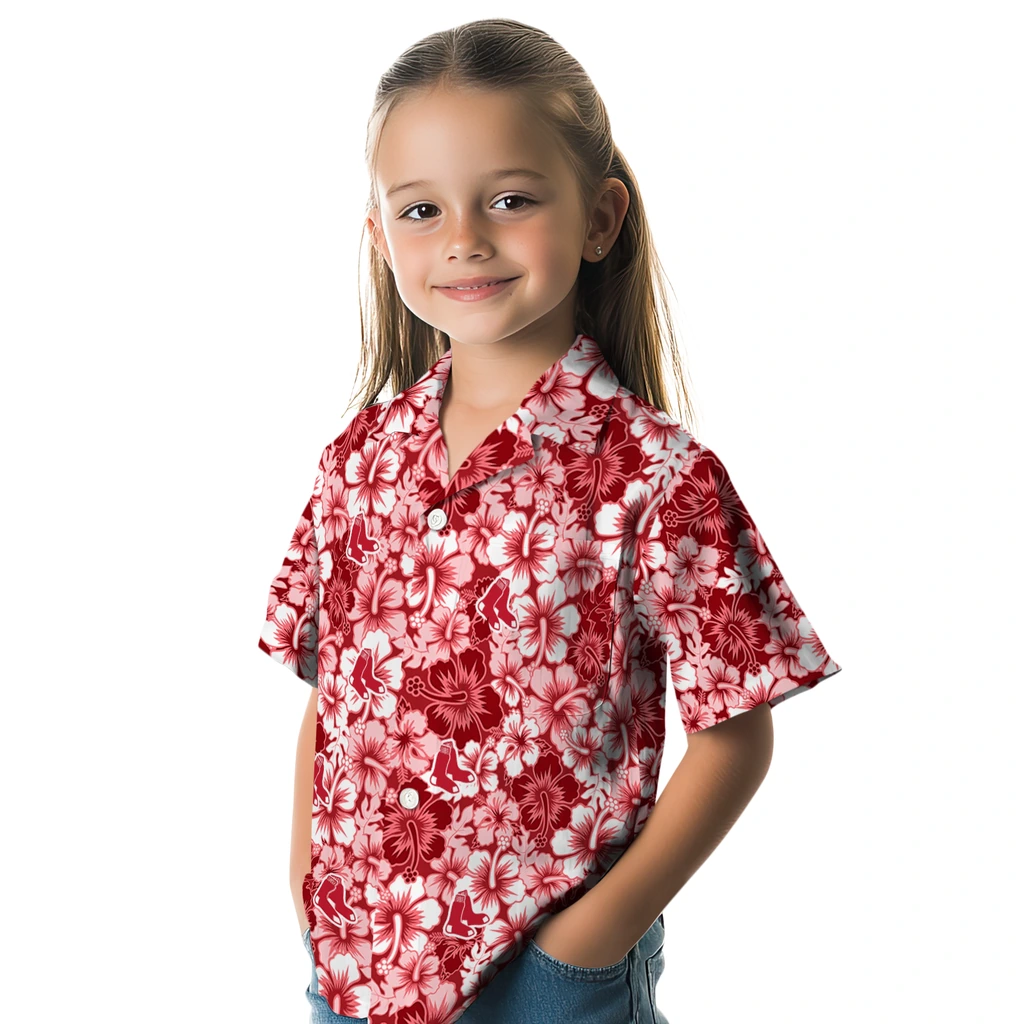 Boston Red Sox Hawaiian Shirt - Hibiscus Blooms boston red sox hibiscus blooms red hawaiian shirts premium grade