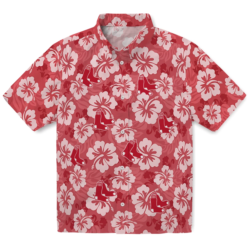 Boston Red Sox Hawaiian Shirt - Hibiscus Cluster boston red sox hibiscus cluster red hawaiian shirts best selling
