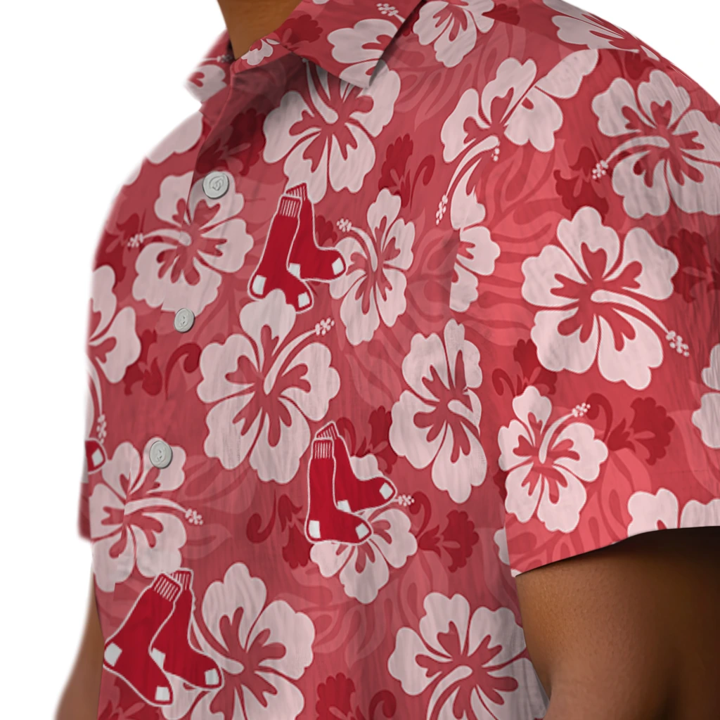 Boston Red Sox Hawaiian Shirt - Hibiscus Cluster boston red sox hibiscus cluster red hawaiian shirts trendy