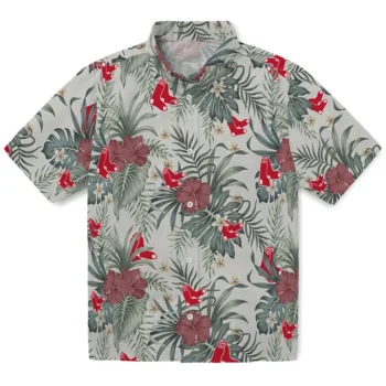 boston red sox hibiscus designs beige hawaiian shirts best selling