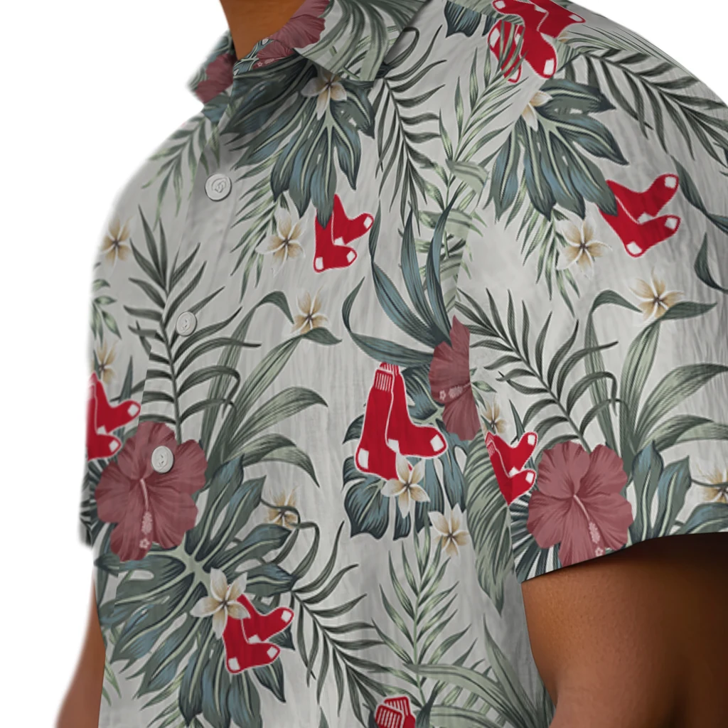 Boston Red Sox Hawaiian Shirt - Hibiscus Designs boston red sox hibiscus designs beige hawaiian shirts trendy