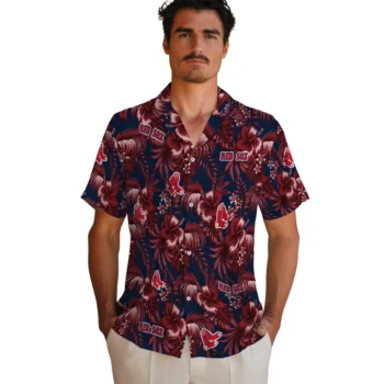 boston red sox hibiscus exotic red hawaiian shirts fashion forward