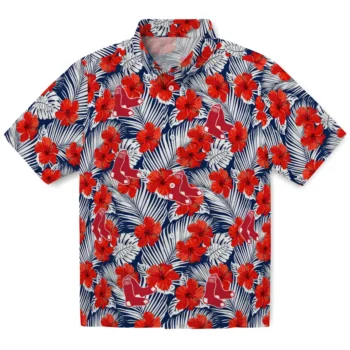 boston red sox hibiscus fiesta red royal blue hawaiian shirts best selling