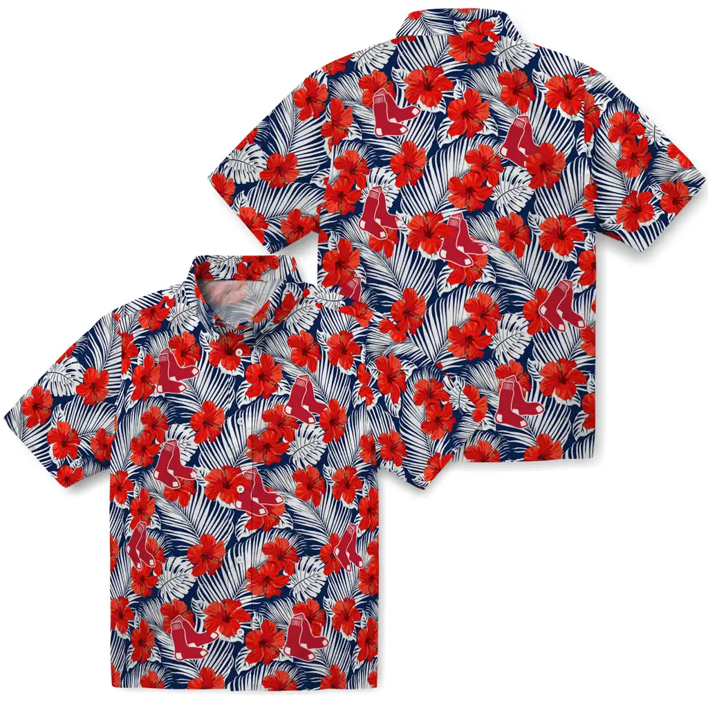 Boston Red Sox Hawaiian Shirt - Hibiscus Fiesta boston red sox hibiscus fiesta red royal blue hawaiian shirts high quality