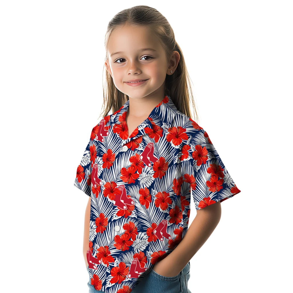 Boston Red Sox Hawaiian Shirt - Hibiscus Fiesta boston red sox hibiscus fiesta red royal blue hawaiian shirts premium grade