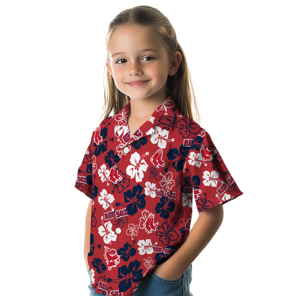 Boston Red Sox Hawaiian Shirt - Hibiscus Flower Design boston red sox hibiscus bloom red hawaiian shirts premium grade