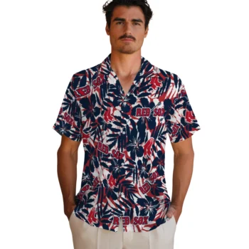boston red sox hibiscus overlay hawaiian shirts fashion forward