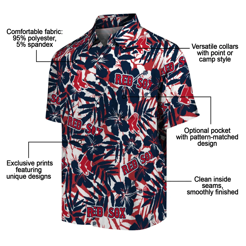 Boston Red Sox Hawaiian Shirt - Hibiscus Overlay boston red sox hibiscus overlay hawaiian shirts new arrival