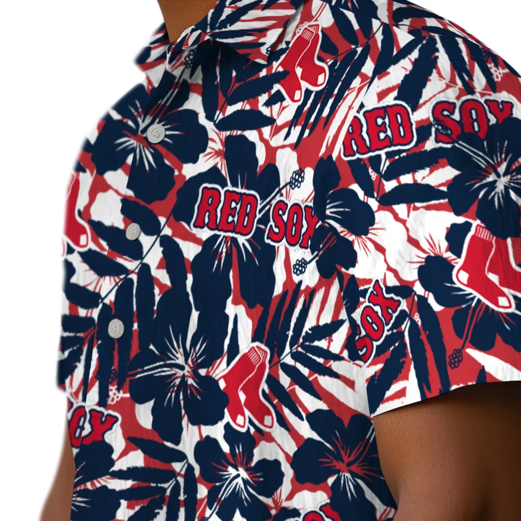 Boston Red Sox Hawaiian Shirt - Hibiscus Overlay boston red sox hibiscus overlay hawaiian shirts trendy