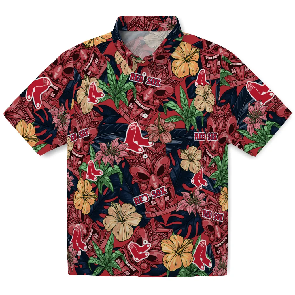 Boston Red Sox Hawaiian Shirt - Hibiscus Tiki Jungle boston red sox tiki jungle red hawaiian shirts best selling