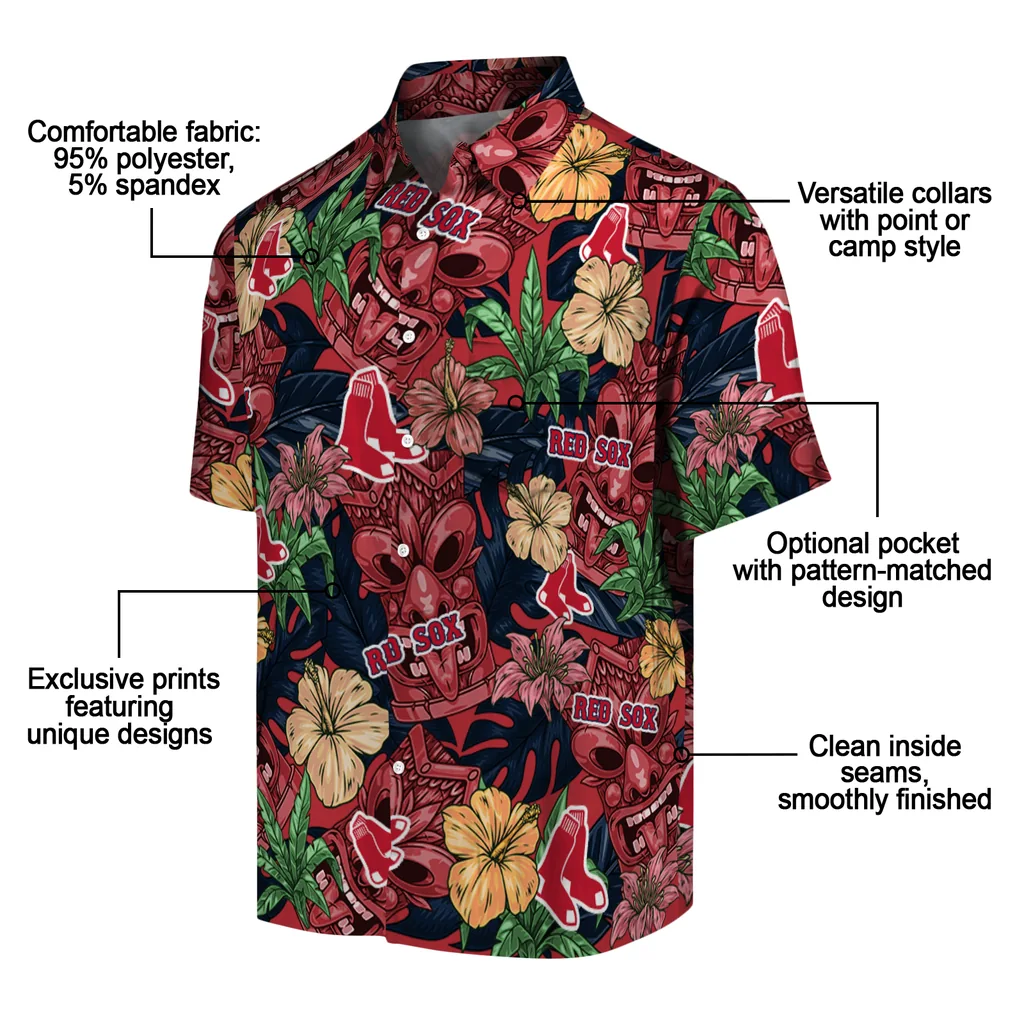 Boston Red Sox Hawaiian Shirt - Hibiscus Tiki Jungle boston red sox tiki jungle red hawaiian shirts new arrival