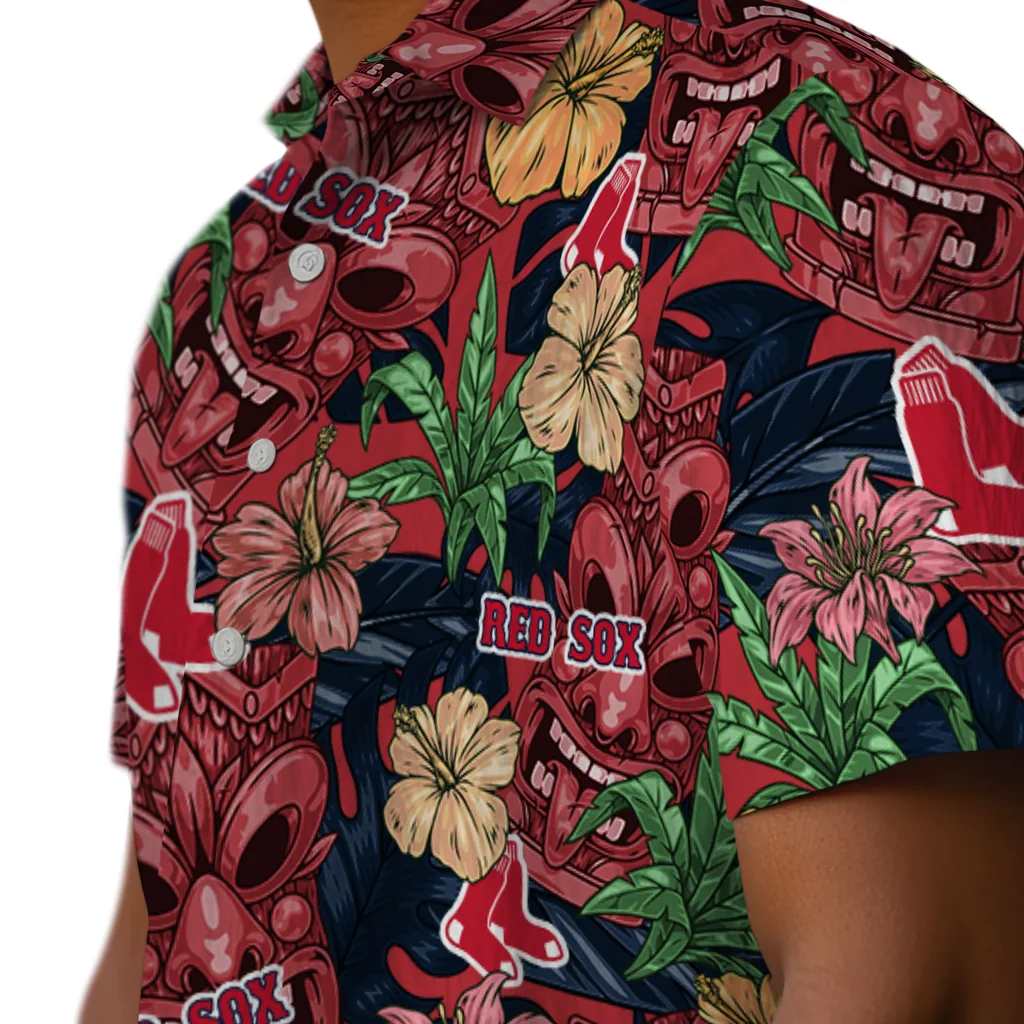 Boston Red Sox Hawaiian Shirt - Hibiscus Tiki Jungle boston red sox tiki jungle red hawaiian shirts trendy