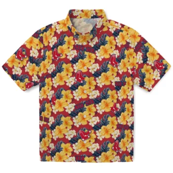 boston red sox hibiscus tropics red yellow hawaiian shirts best selling
