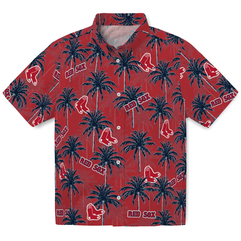 Boston Red Sox Hawaiian Shirt - Palm Tree Motif boston red sox palm grove red hawaiian shirts best selling