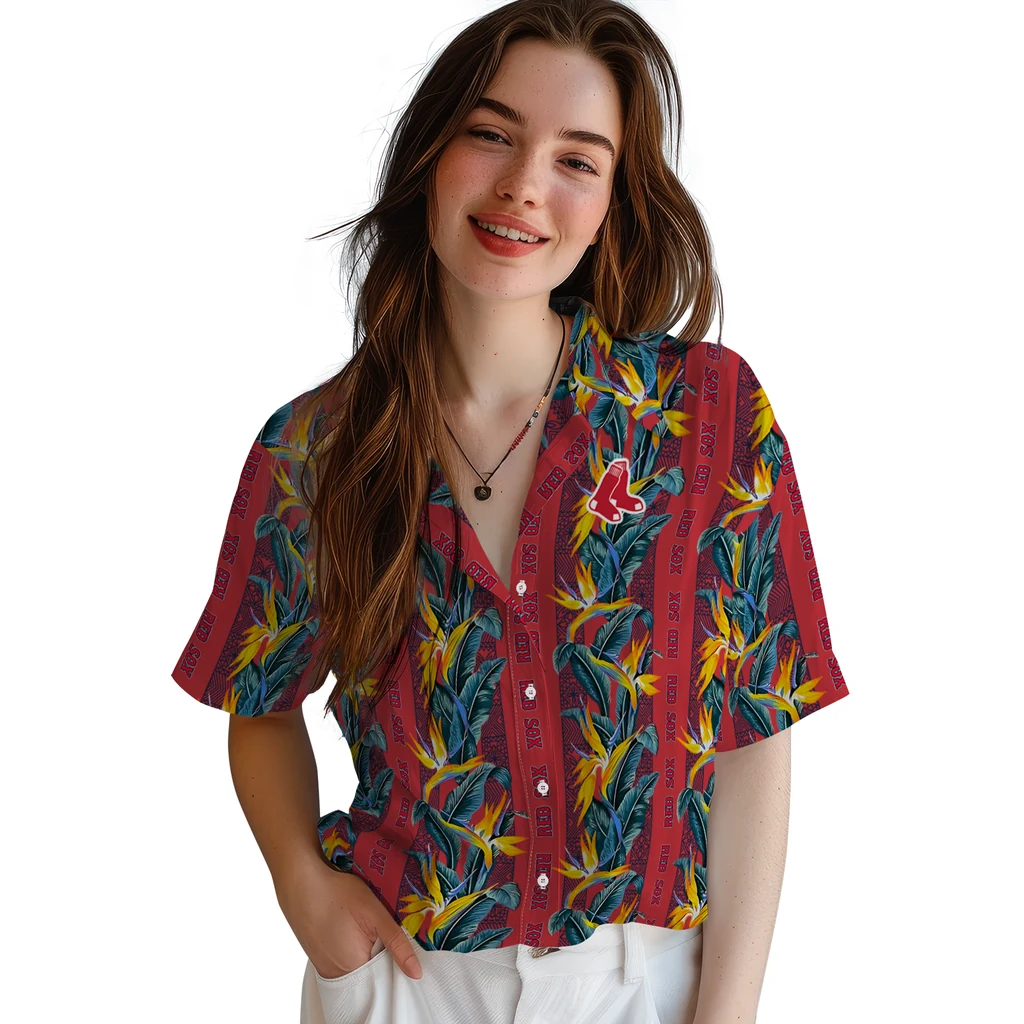 Boston Red Sox Hawaiian Shirt - Paradise Vines boston red sox paradise vines red hawaiian shirts latest model