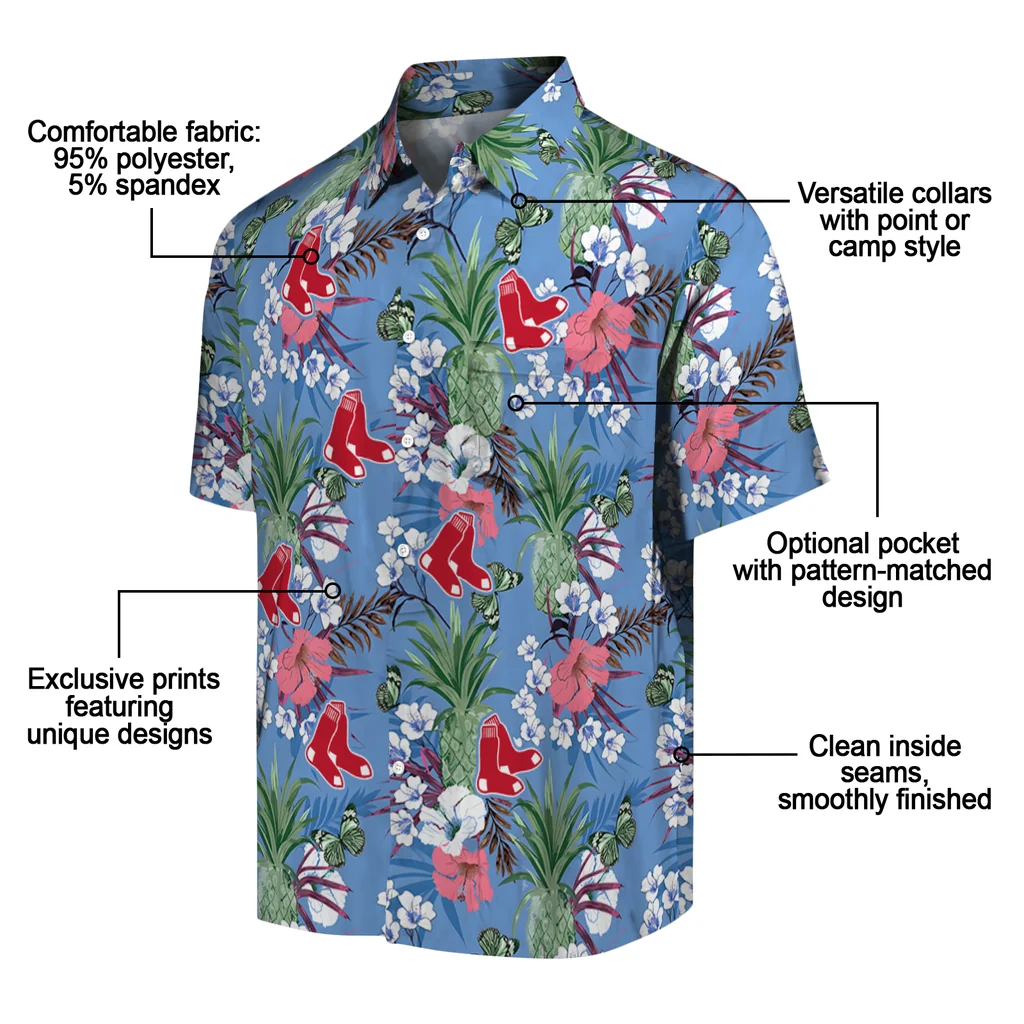 Boston Red Sox Hawaiian Shirt - Pineapple Bouquet boston red sox pineapple bouquet best sky blue hawaiian shirts new arrival