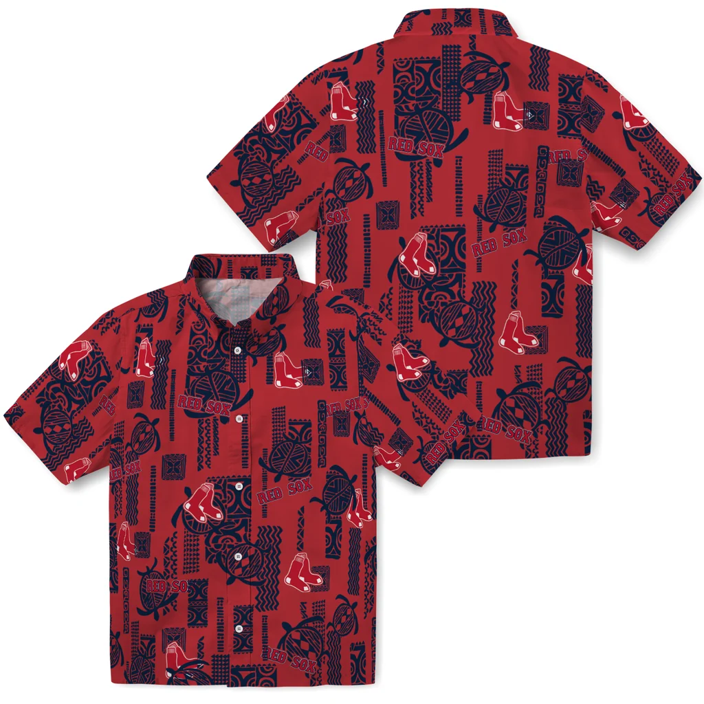 Boston Red Sox Hawaiian Shirt - Turtle Lines boston red sox turtle lines red hawaiian shirts high quality