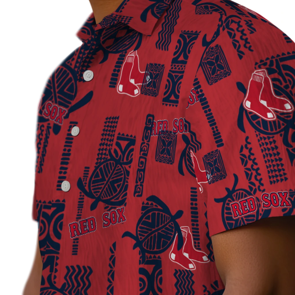 Boston Red Sox Hawaiian Shirt - Turtle Lines boston red sox turtle lines red hawaiian shirts trendy