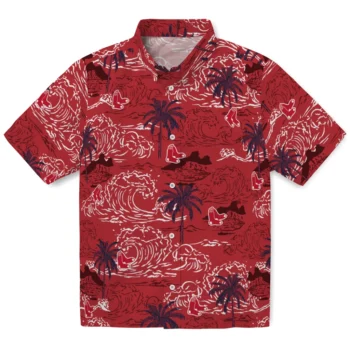 boston red sox wave palm red hawaiian shirts best selling