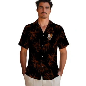 bowling green falcons bamboo branches orange black hawaiian shirts fashion forward